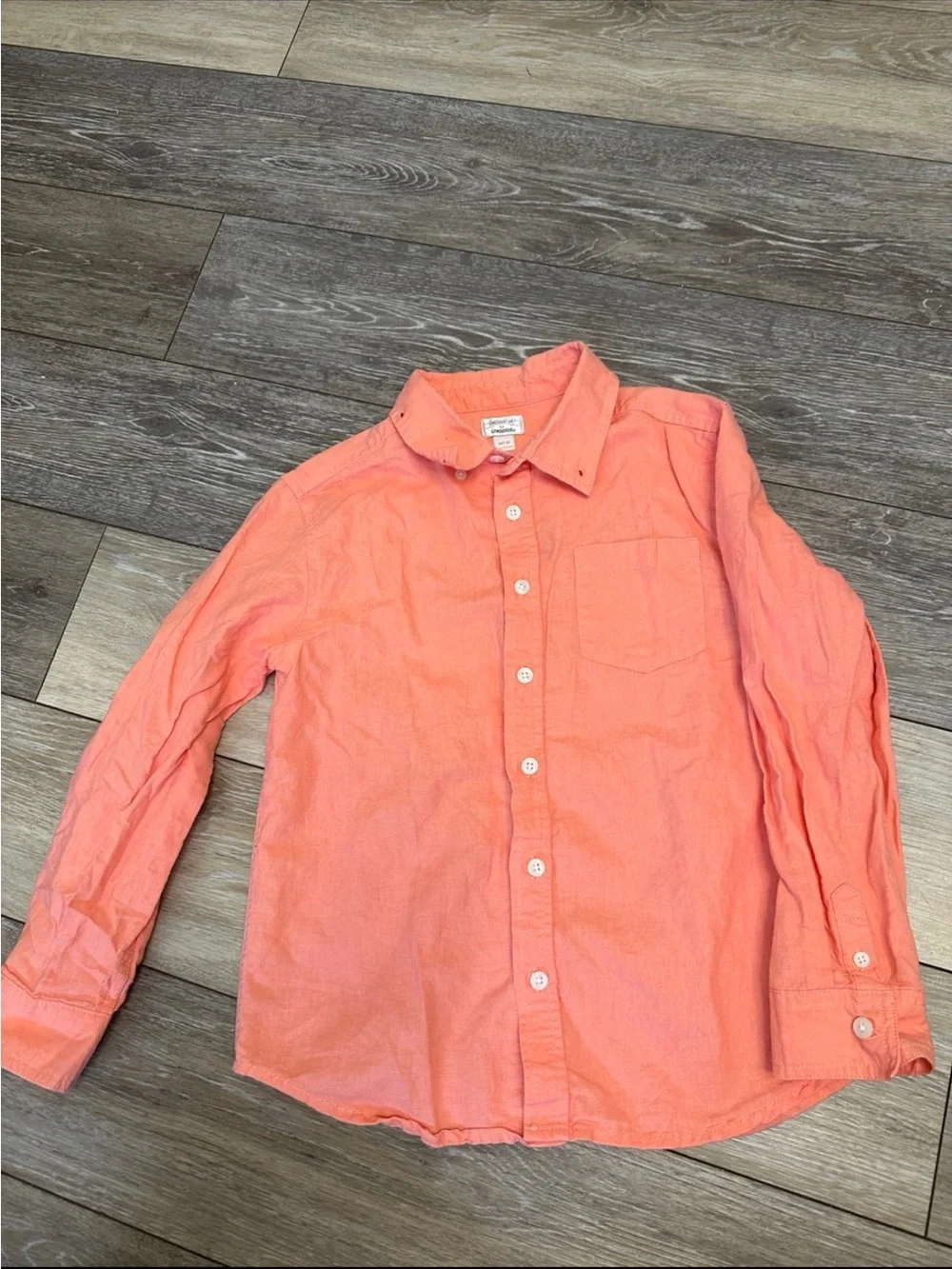 Gymboree Boys Linen Blend Vibrant Coral Pink Button Down Dress Shirt